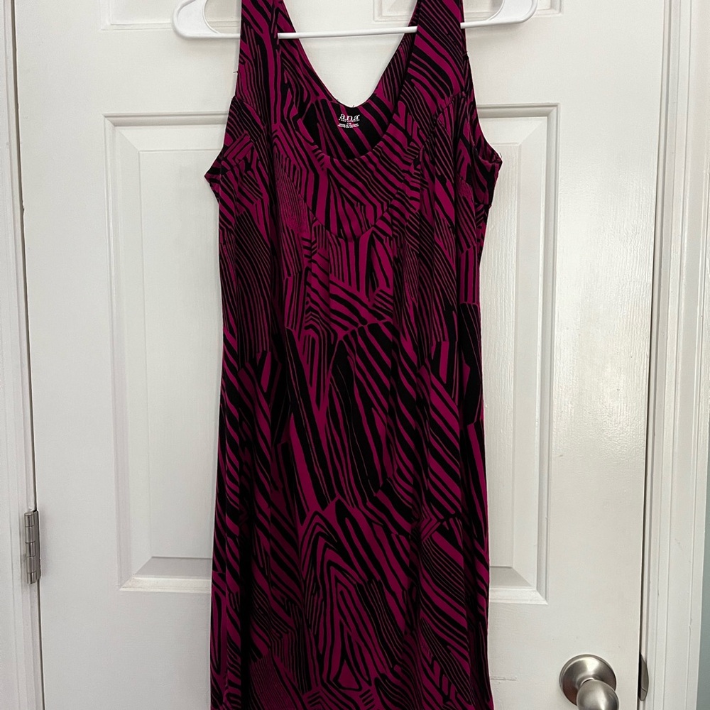 a.n.a Magenta and Black Midi Dress
